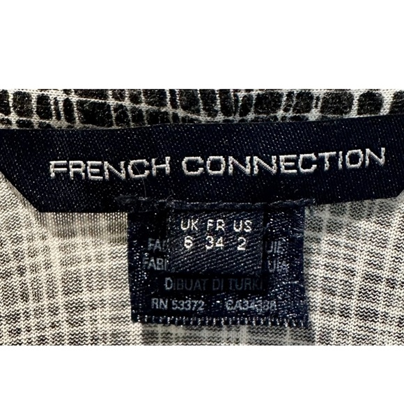 French Connection Overhang Sleeve Geo Grid V-neck Bruna Jersey A-line Mini Dress - Picture 8 of 8